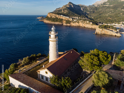 Cap Gros lighthose, Soller port, Mallorca, Balearic Islands, Spain photo