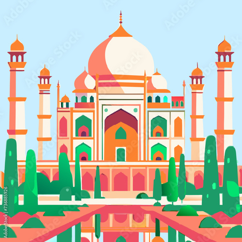 Taj mahal colorful vector