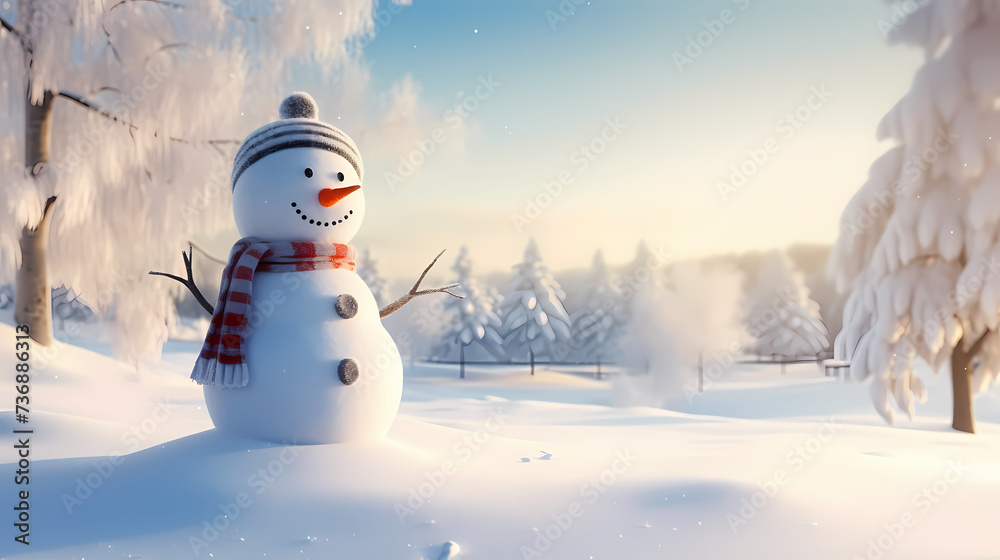 Obraz premium Happy moments with Christmas snowman