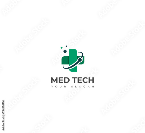 Creative Med Tech Logo Design Vector Template icon.