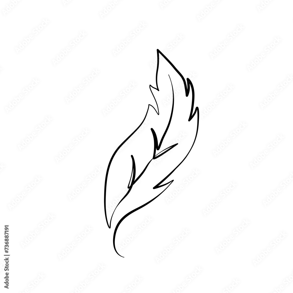 Feather tattoo, great card for any other type of design, birthday and other holiday, kaleidoscope, medallion, yoga, India, Arabic. Tattoo, print and logo design. Isolated vector illustration.
