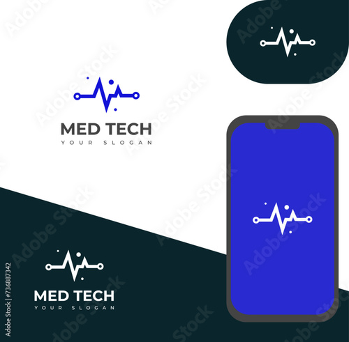 Creative Med Tech Logo Design Vector Template icon.