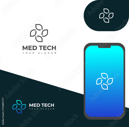 Creative Med Tech Logo Design Vector Template icon.