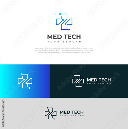 Creative Med Tech Logo Design Vector Template icon.