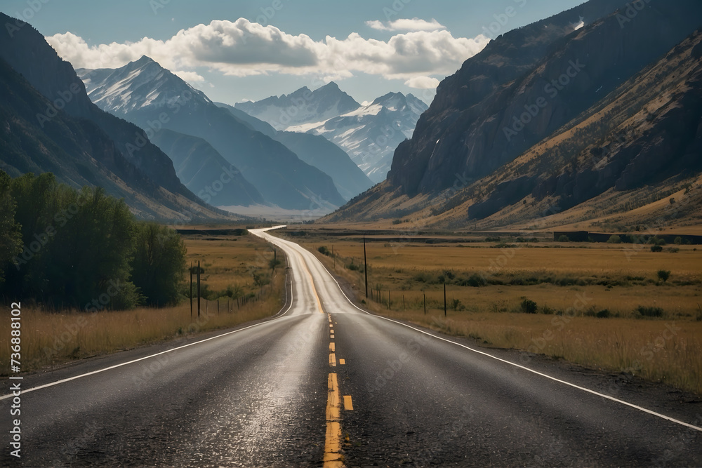 Fototapeta premium A landscape of a highway in a mountainous area with a breathtaking view