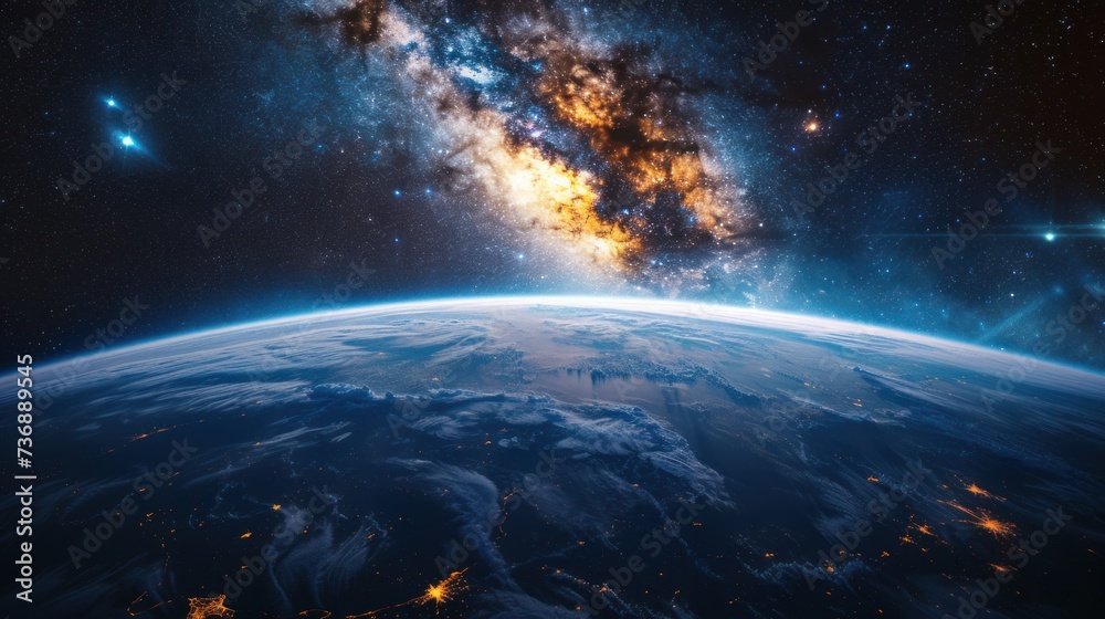 Earth view from outer space background