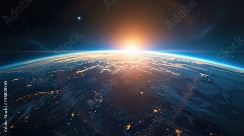 Earth view from outer space background
