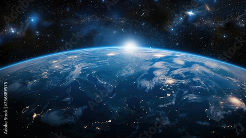 Earth view from outer space background