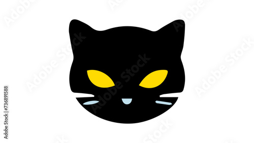 black cat with yellow eyes shape vector