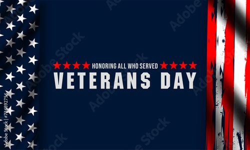 Happy Veterans Day United States of America background vector illustration , Honoring all who served photo