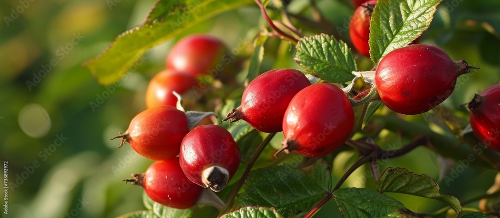 Wild rose bush fruit, rose hips, abound in vitamin C, A, B, E, K, as well as calcium, iron, and phosphorus.