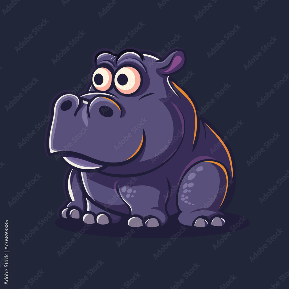 Fototapeta premium cartoon animal logo, Hippopotamus