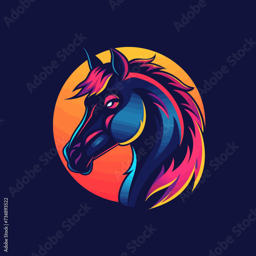 cartoon animal logo  Horse