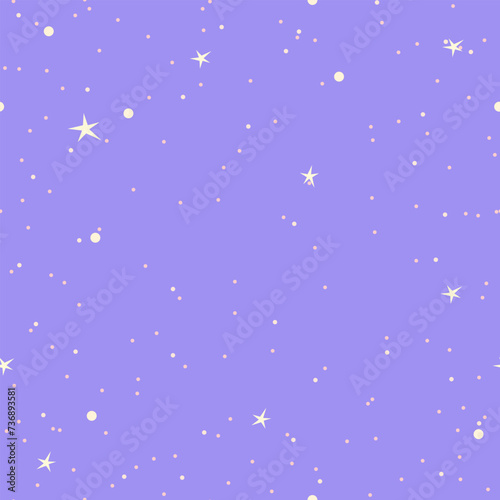 Square seamless background with night sky and stars for printing on textiles, cards and wallpaper. Vector illustration