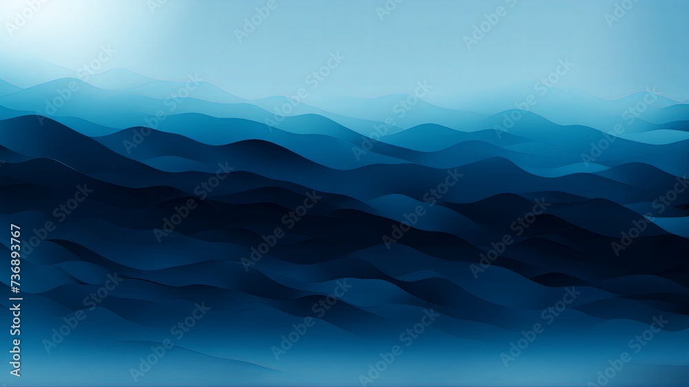 Blue and black gradient wave background for minimalistic design 