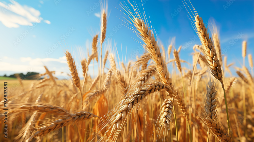 Grain field is harvested, grain in a field in good weather and sunshine | Generative AI Grain field is harvested, grain in a field in good weather and sunshine | Generative AI