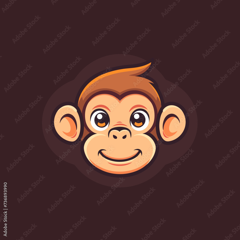 cartoon animal logo, Monkey