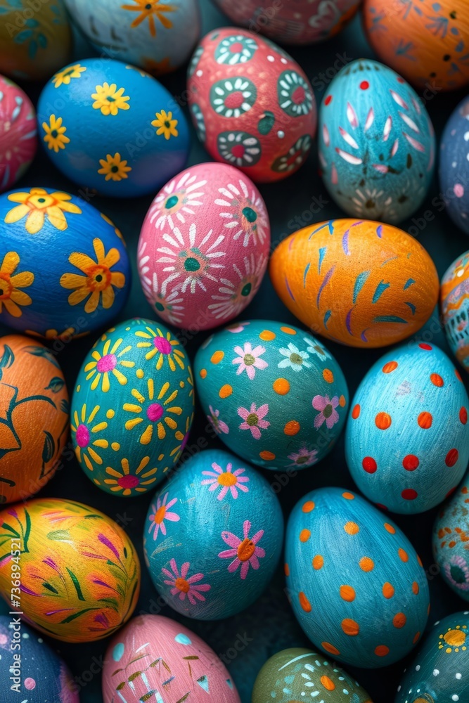 Fototapeta premium View of colorful easter eggs. Easter celebration.