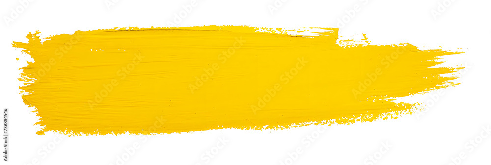 Yellow stroke of paint isolated on transparent background