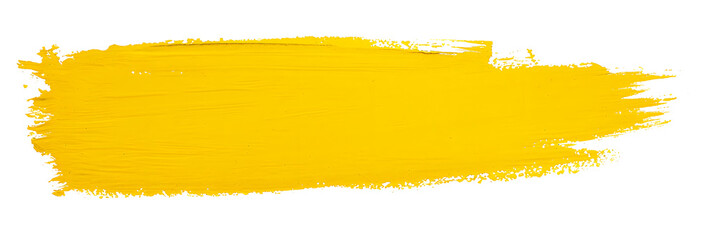 Yellow stroke of paint isolated on transparent background