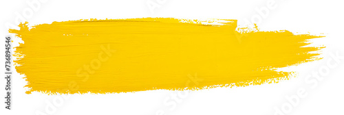 Yellow stroke of paint isolated on transparent background photo