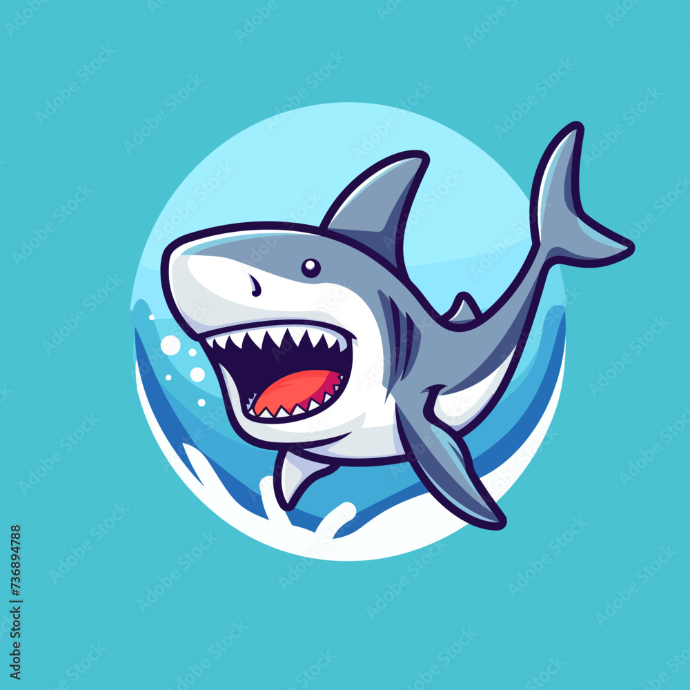 cartoon animal logo, Shark cartoon animal logo, Shark