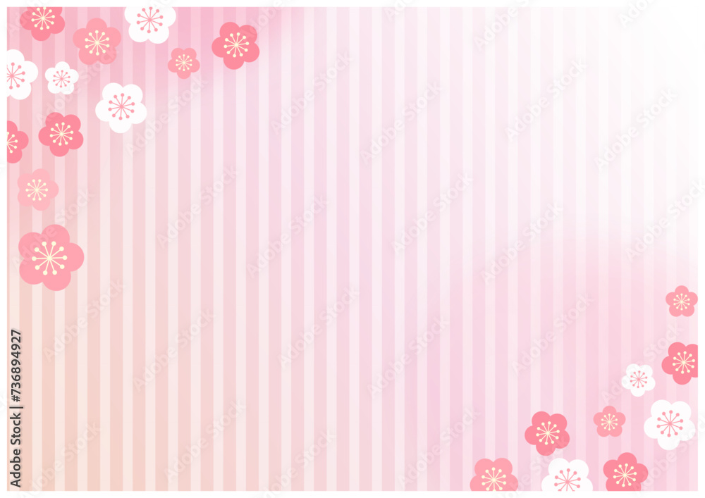 桃の花咲くひなまつりのフレーム背景8桃色グラデーション