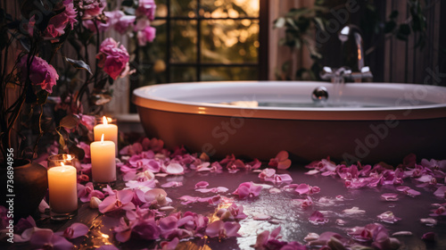 The interior of a beautiful relaxing spa bath.