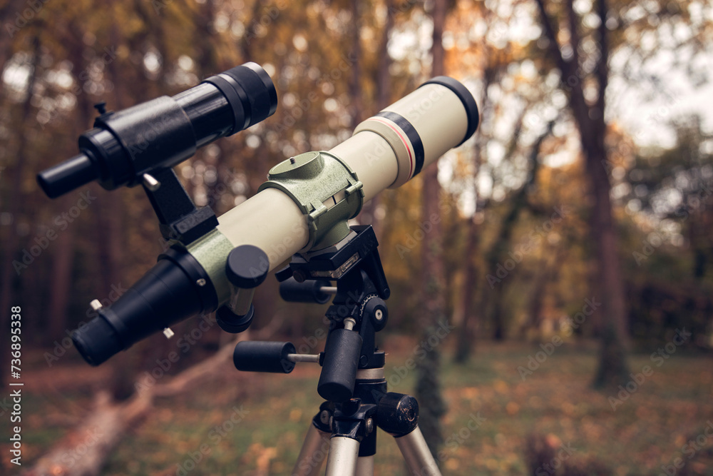 Telescope for bird and animal observing in nature.