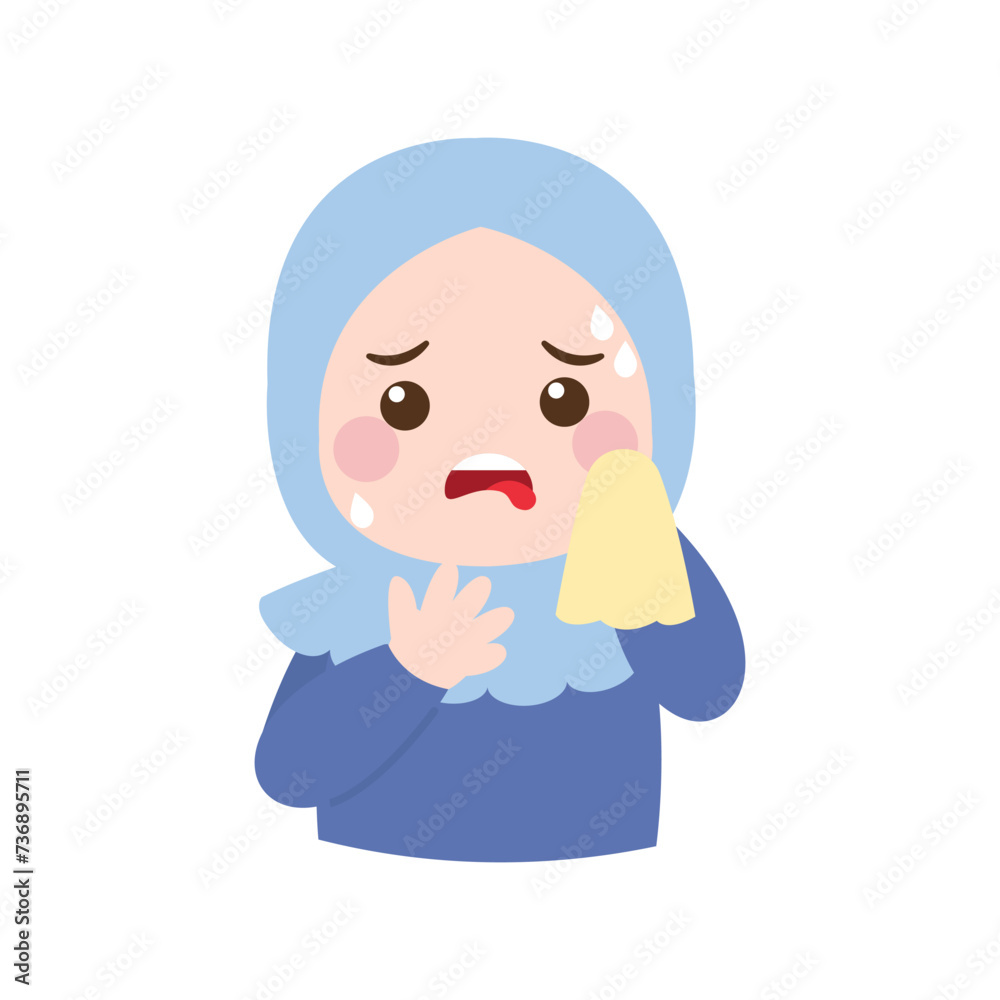 Hijab woman sweating from hot weather Hijab woman sweating from hot weather