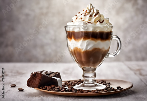 Obraz na płótnie Caffè in Coppa di Vetro con Panna Montata w salonie