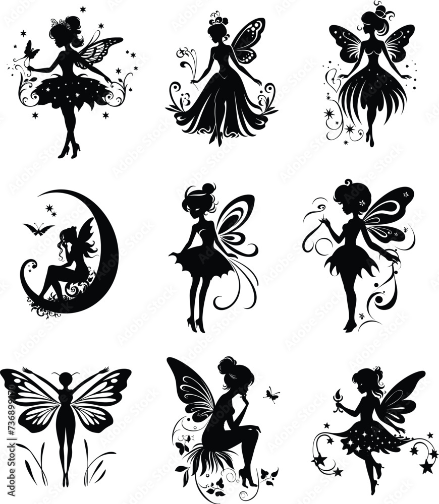 fairy silhouette set, vector illustration
fairy silhouette set, vector illustration