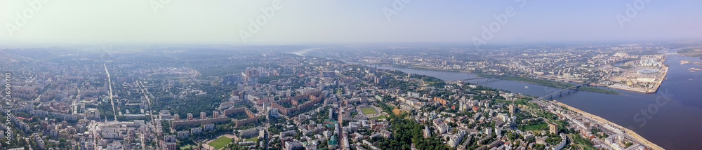 View of the Nizhny Novgorod Kremlin and the embankment of the Volga River. Nizhny Novgorod, Russia