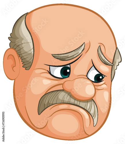 Cartoon of a concerned, elderly, balding man