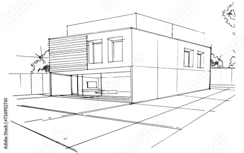 Drawing exterior and interior architectural lines. , Graphic assembly in architecture and interior design work. ,Sketch ideas for interior or exterior designs.