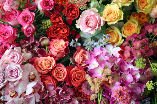 Arrangement of Flower Bouquets. Exuding Rich Colors and Fragrance.