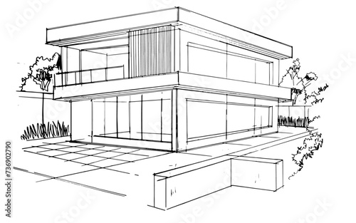 Drawing exterior and interior architectural lines. , Graphic assembly in architecture and interior design work. ,Sketch ideas for interior or exterior designs.