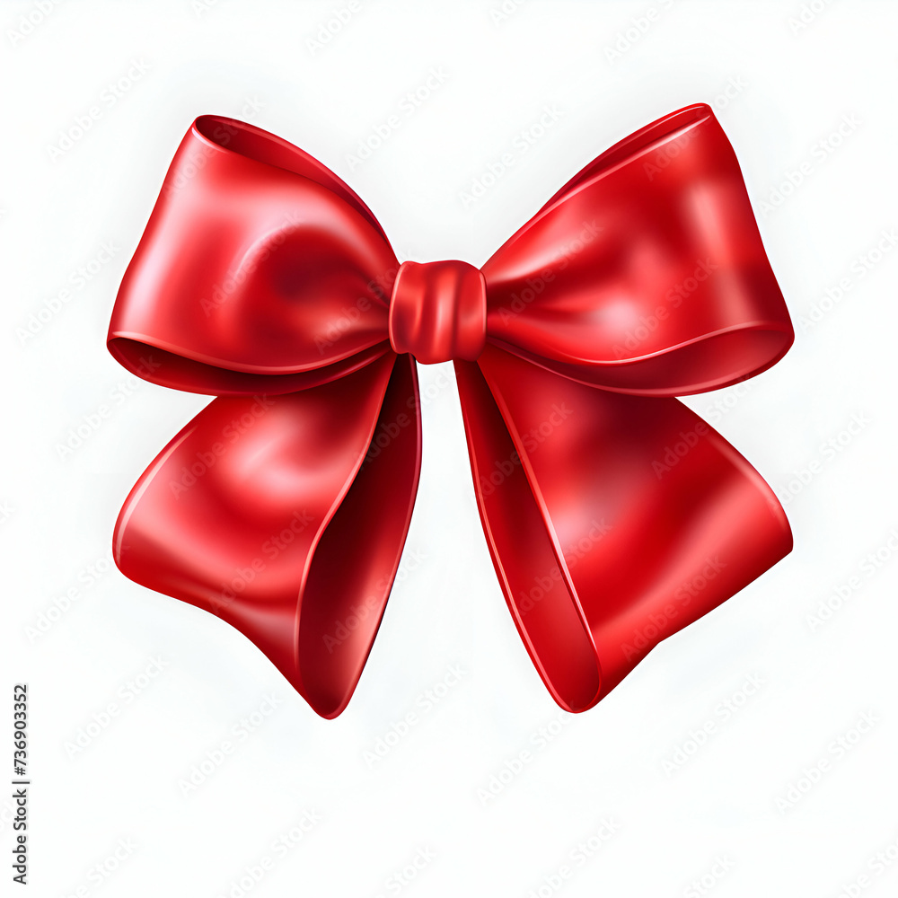 Red bow isolated on white background.  illustration.