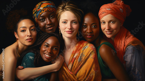 Women of different ethnicities together.