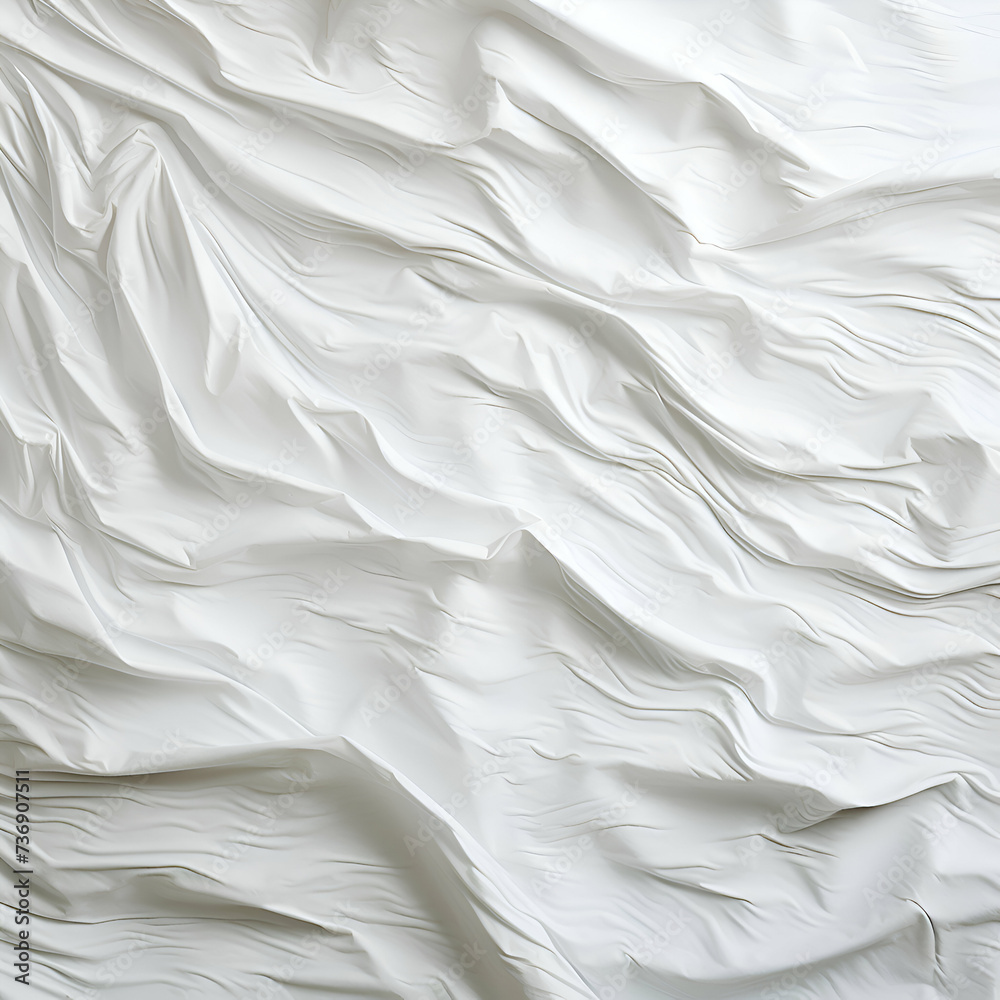 White fabric texture background. Close up of crumpled white fabric. White fabric texture background. Close up of crumpled white fabric.