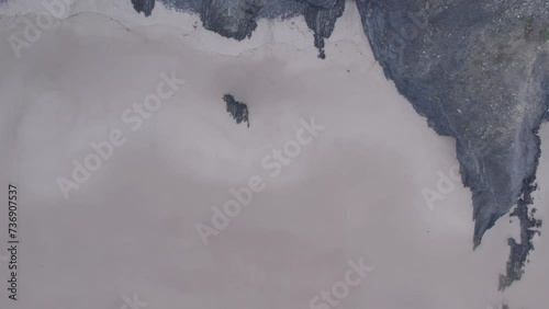 Drone Aerial Atlantic Ocean Seascape and Coastline Cliffs Top Down View, Texture Background Clip, Shot in Sagres, Algarve Destination Region, Portugal.