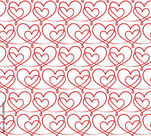 The seamless red background with hearts.