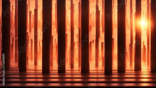 Abstract neon composition on textured wooden background 