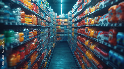 shelves in a supermarket