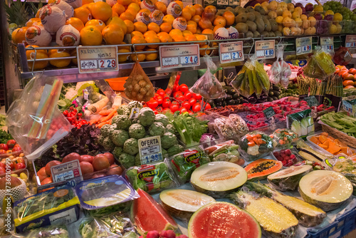 Photography Merchandise of a greengrocer in the old Abaceria Central Market of the Gracia ne