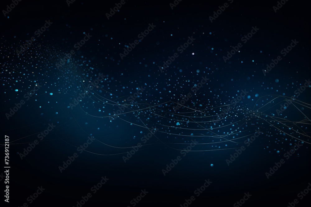 Deep Oceanic Vibes with Abstract Dark Blue Waves and Clusters of Dots Resembling Underwater Constellations, Generative AI