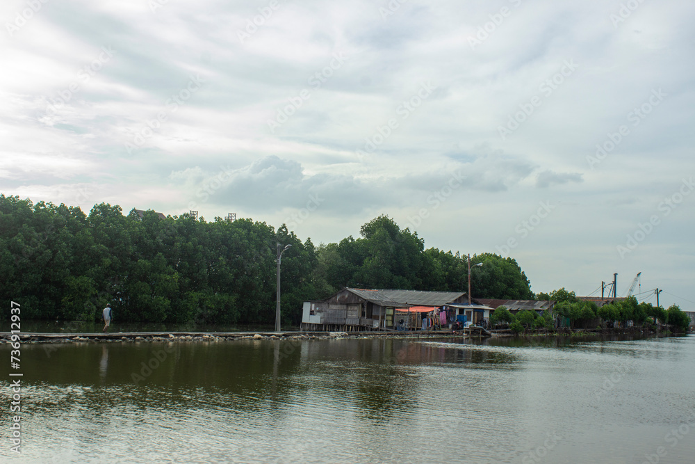 house on the lake or seafront with mangrove forest house on the lake or seafront with mangrove forest