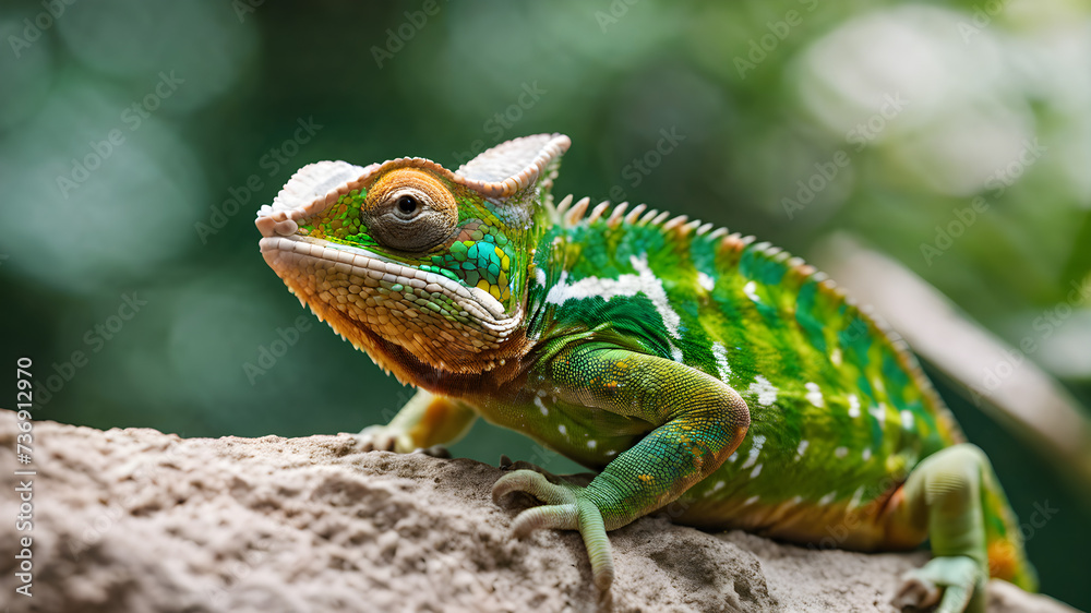 Fototapeta premium chameleon on a tree