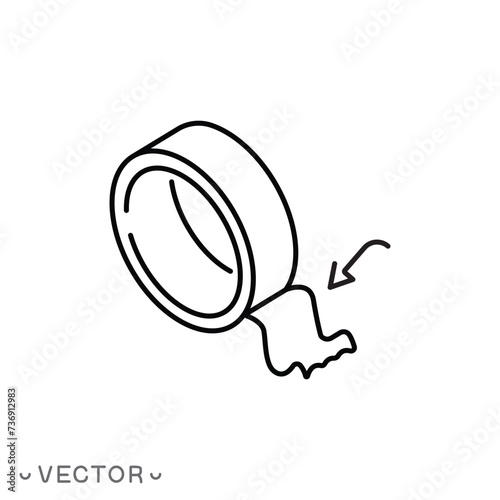 scotch icon, sticky tape, duct tape icon thin line symbol isolated on white background, editable stroke eps 10 vector illustration