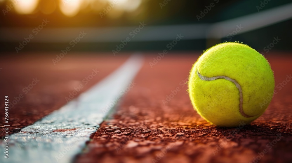 soft focus of tennis ball on tennis grass court.Generative AI